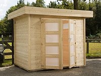 5-Eck Gartenhaus Flachdach g�nstig Flachdachhaus modern Holzgartenhaus moderne Holzgartenh�user Gartenh�user
